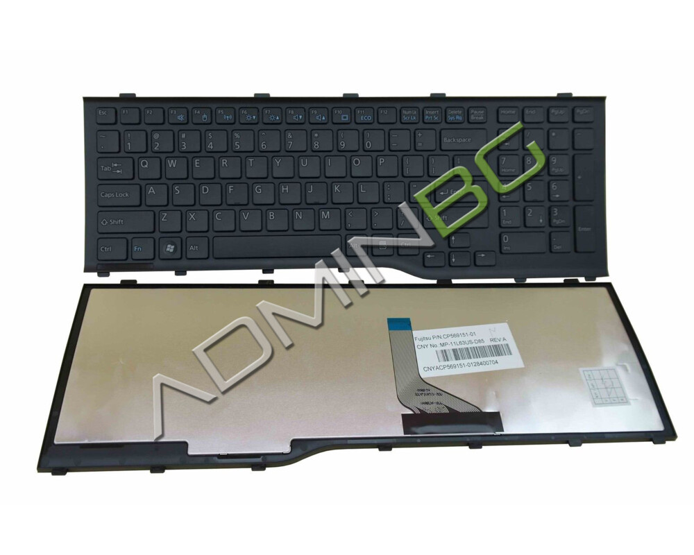 Клавиатура за лаптоп Клавиатура за Fujitsu LifeBook AH532 A532 N532 NH532 Black Frame Black US/UK с Кирилица Клавиатура за лаптоп Клавиатура за Fujitsu LifeBook AH532 A532 N532 NH532 Black Frame Black US/UK с Кирилица