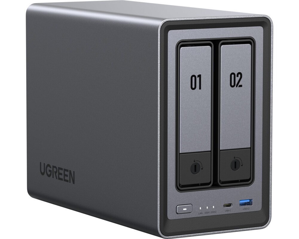 Storage(NAS) UGREEN 2-Bay Diskless intel N100 8GB DDR5 RAM 32GB System Drive 5