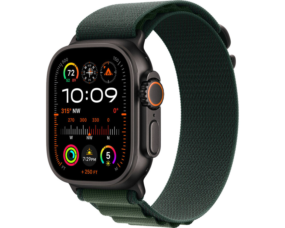 Smart часовник APPLE Watch Ultra2 v2 Cellular 49mm Black Titanium Case with Dark Green Alpine Loop M 8