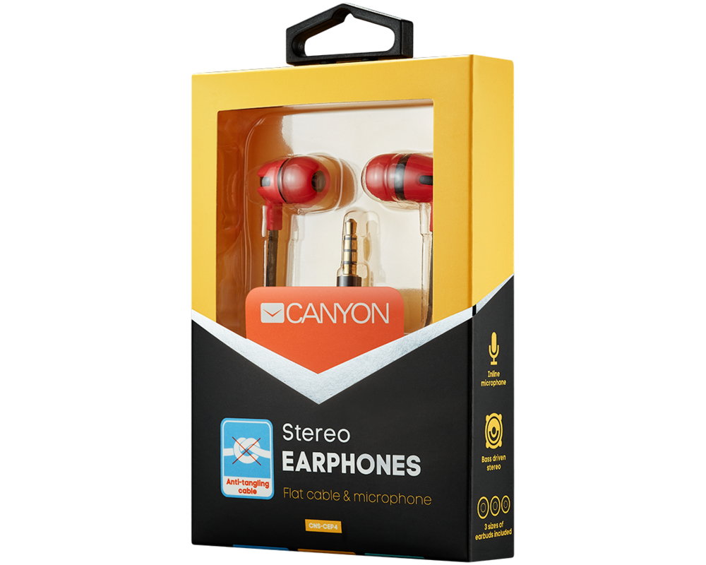Слушалки CANYON headphones SEP-4 Mic Flat 1.2m Re... 2