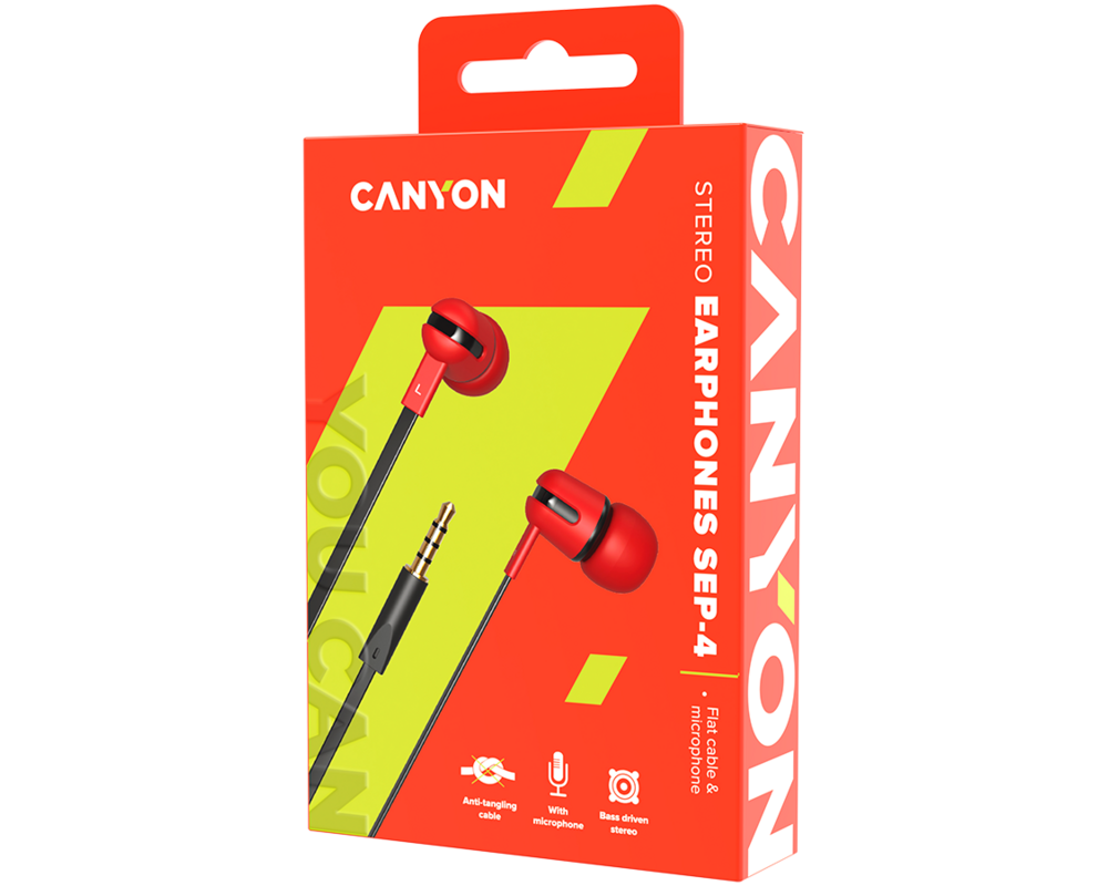 Слушалки CANYON headphones SEP-4 Mic Flat 1.2m Re... 3