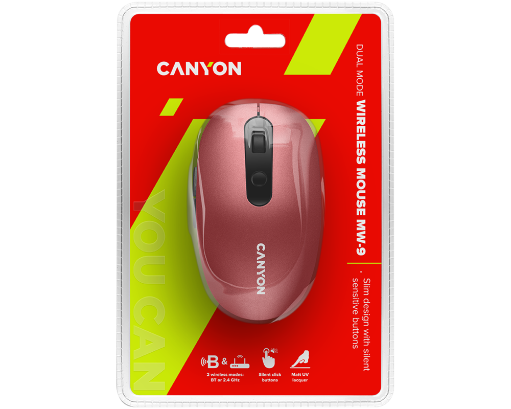 Мишка CANYON mouse MW-9 Dual-mode Wireless Red 6