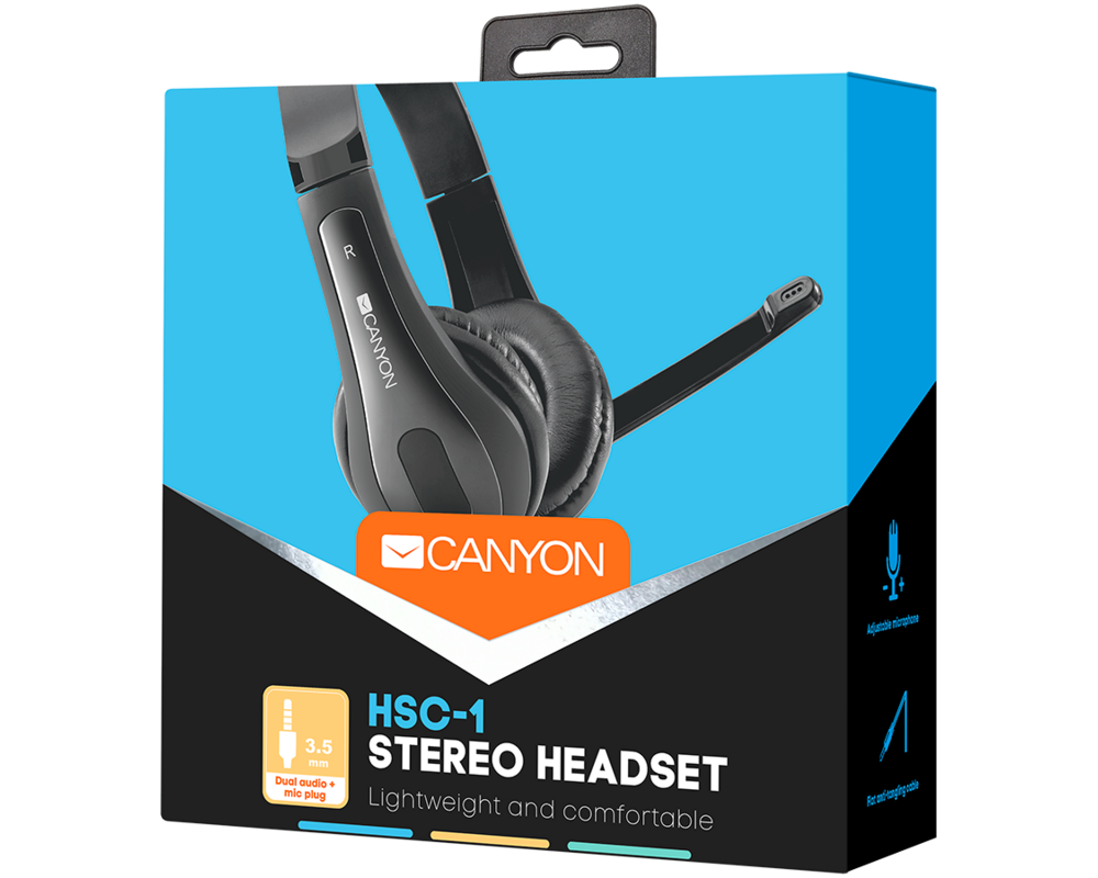 Слушалки CANYON HSC-1 basic PC headset with microphone 6