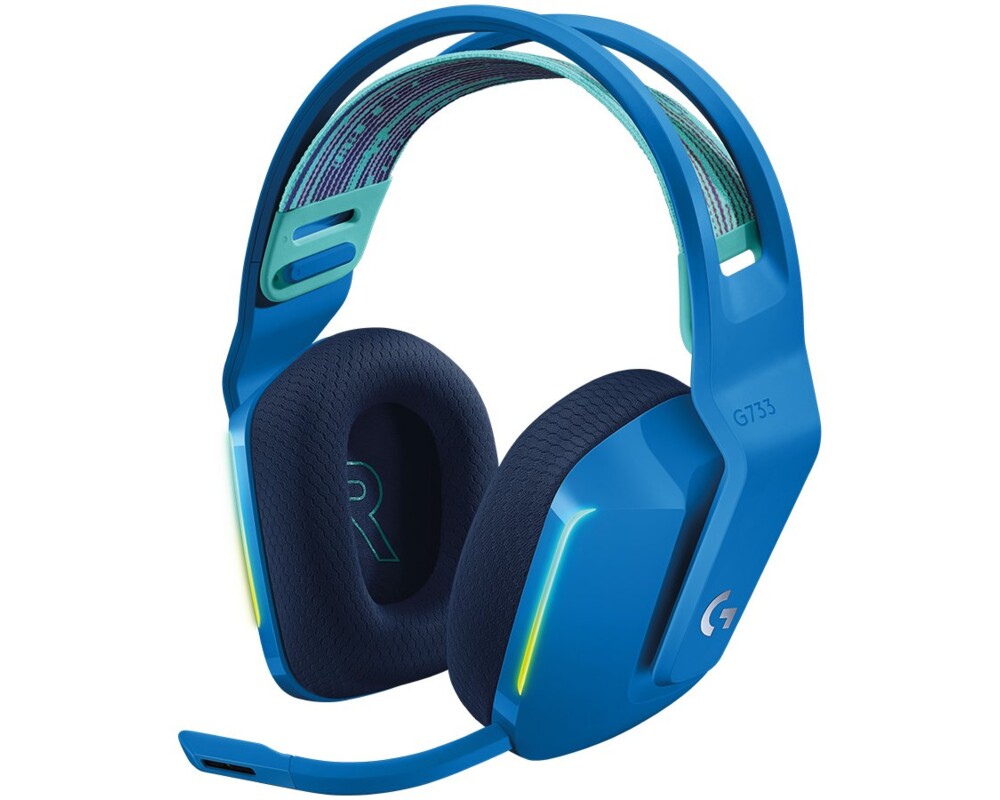 Слушалки Геймърски слушалки Logitech G733 Blue Lightspeed Wireless RGB, Микрофон, Сини 26
