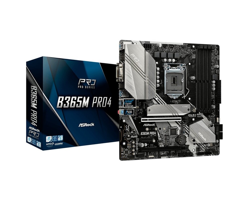 Дънна платка ASROCK B365M-PRO4, Socket 1151 (300 Series), 4 x DDR4 6