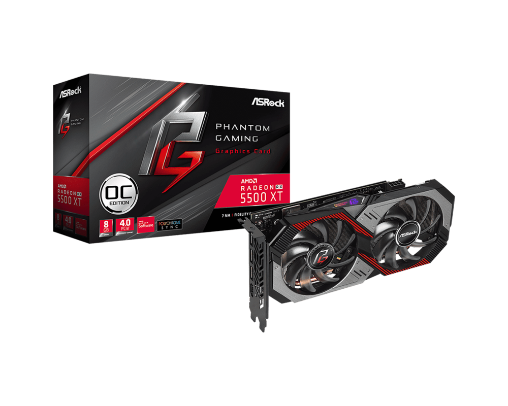 Видеокарта Asrock Radeon RX 5500 XT Phantom Gaming D 8G OC 7