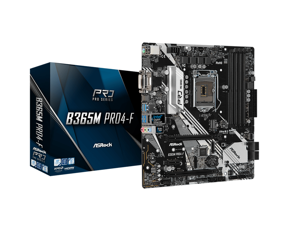 Дънна платка ASROCK B365M PRO4-F, Socket 1151 (300 Series), 4 x DDR4 6
