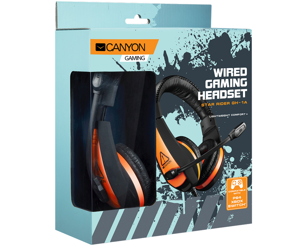 Слушалки CANYON headset Star Raider GH-1A Black O... 2