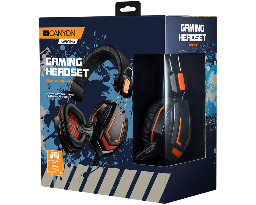 Слушалки CANYON headset Fobos GH-3A Black Orange 3