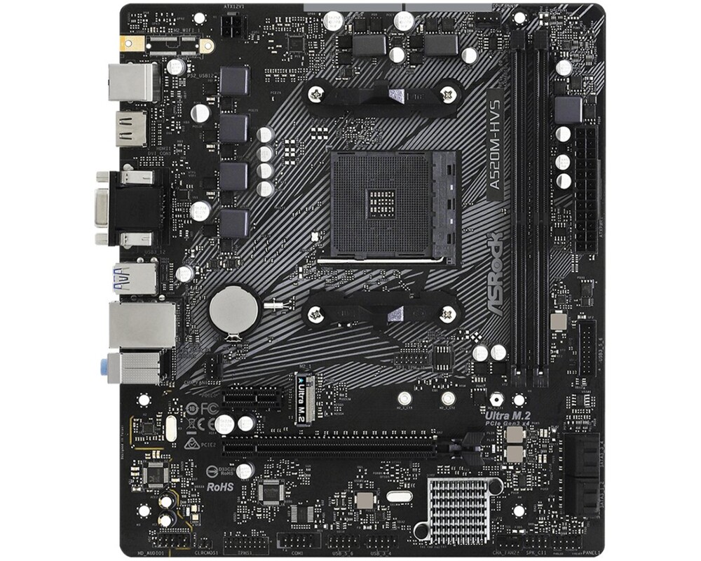 Дънна платка ASROCK A520M-HVS AM4 2xDDR4 1 x PCIe 3.0 x16 1 x PCIe 3.0 x1 D-Sub HDMI mATX MB 3