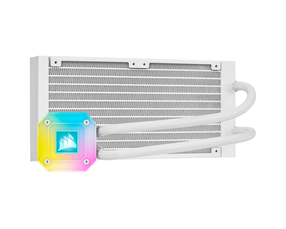 Охладител за процесор CORSAIR iCUE H100i ELITE CAPELLIX Liquid CPU Cooler, 240mm Radiator, Dual 120mm ML RGB PWM Fans, Intel: LGA1700 (with separate bracket)/LGA1200/LGA115X/LGA20XX, AMD: AM5/AM4/sTRX4/sTR4, 5Y warranty, white 3