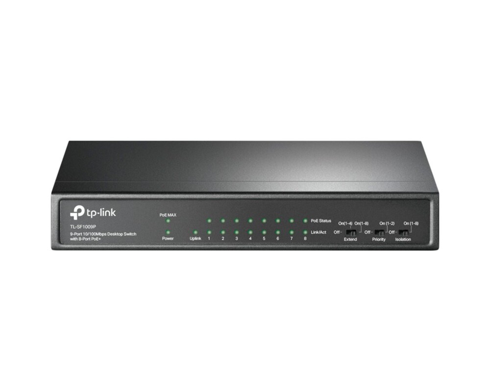 Switch (Комутатор) TP-Link TL-SF1009P с 8-PoE+ порта 12