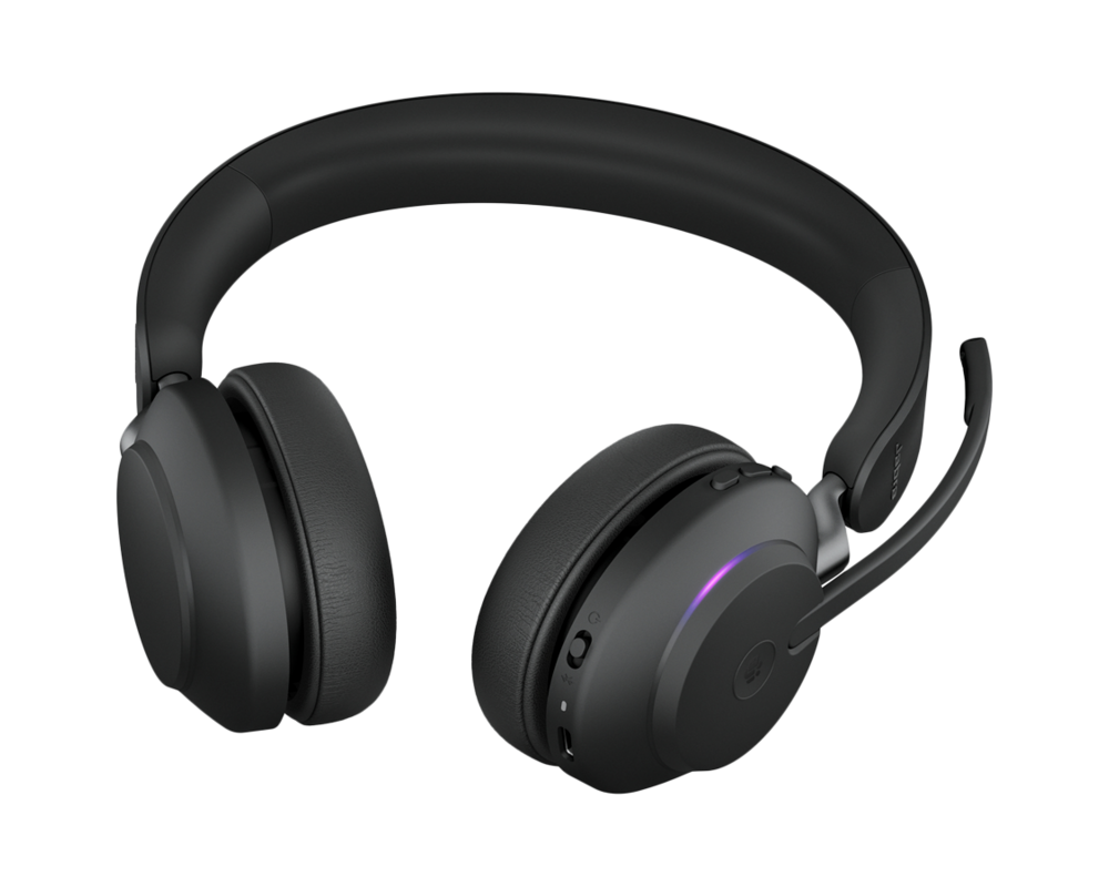 Слушалки JABRA Evolve2 65 MS Stereo Headset on-ear Bluetooth wireless USB-A noise isolating black with charging stand Certified for MS Te 17