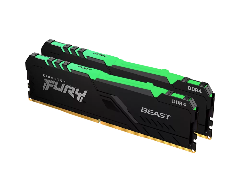 Памет 32GB(2x16) Kingston FURY Beast Black RGB DDR4 3200MHz 3