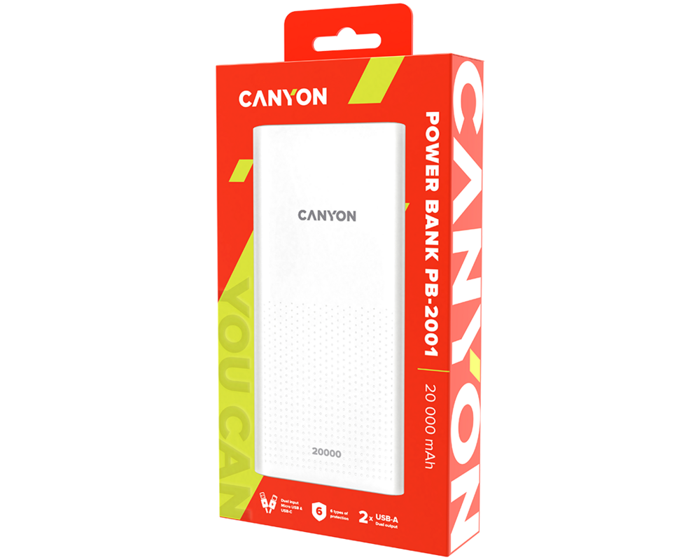 Външна батерия CANYON power bank PB-2001 20000 mAh Whit... 3