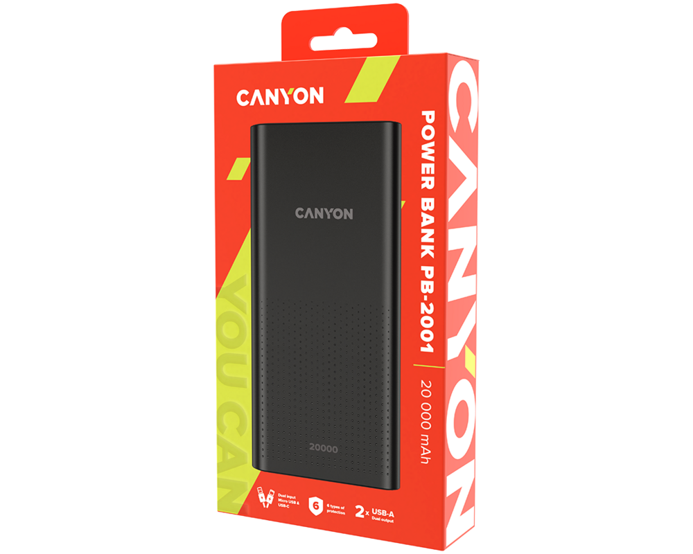 Външна батерия CANYON power bank PB-2001 20000 mAh Blac... 3