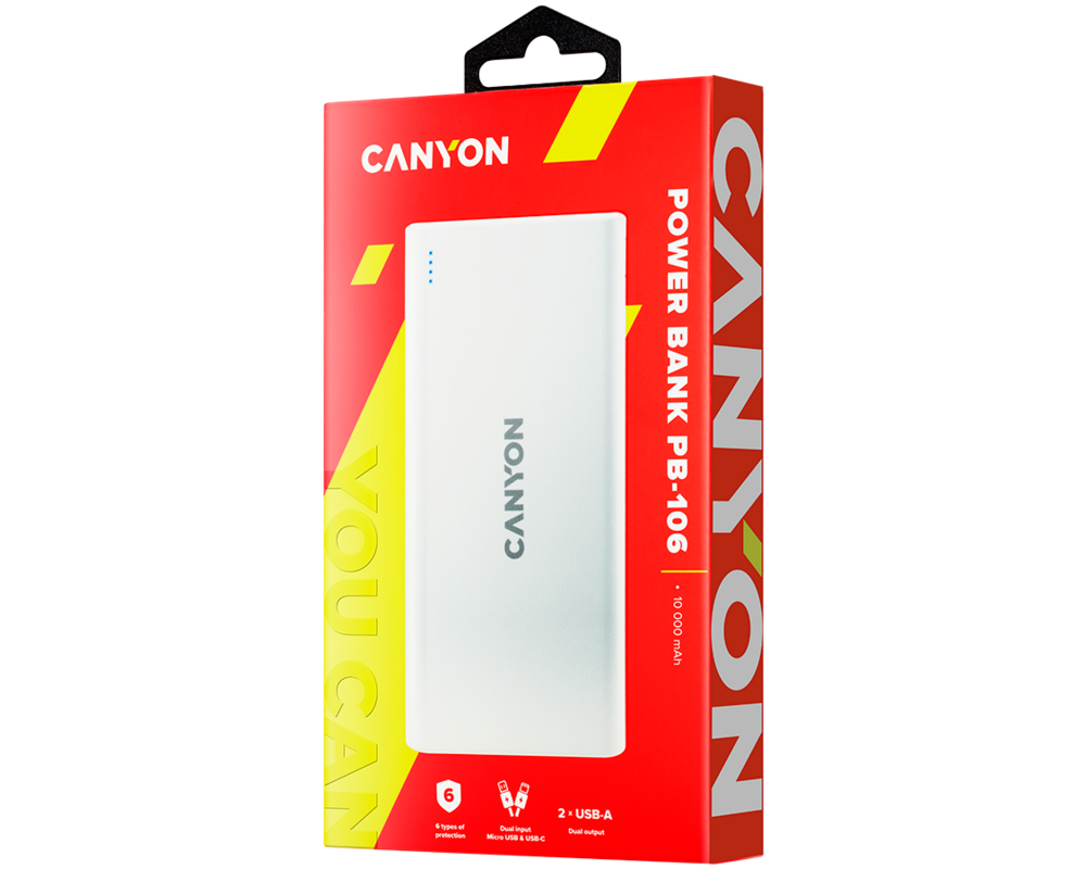 Външна батерия CANYON power bank PB-106 10000 mAh White 3