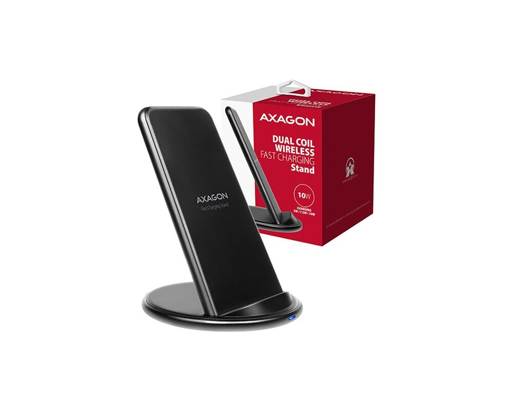 Външна батерия AXAGON WDC-S10D dual coil Wireless Fast Charging Stand 2