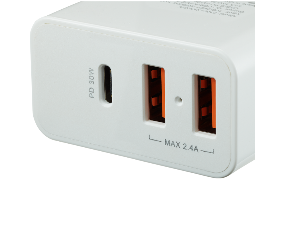 Зарядно CANYON H-08 PD 30W USB-C 2USB-A White 2