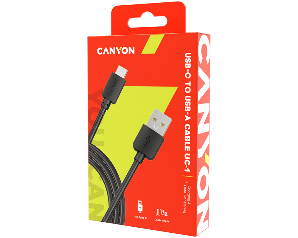 Кабел CANYON cable UC-1 USB-C 5W 1m Black 2