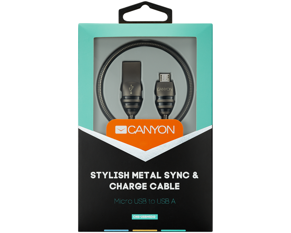 Кабел CANYON cable UM-5 MicroUSB 10W 1m Dark G... 2