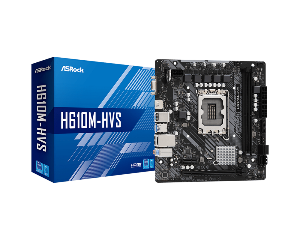 Дънна платка ASROCK H610M-HVS LGA1700 2x DDR4 DIMM HDMI D-Sub 1xPCIe 4.0 x16 1xPCIe 3.0 x1 2