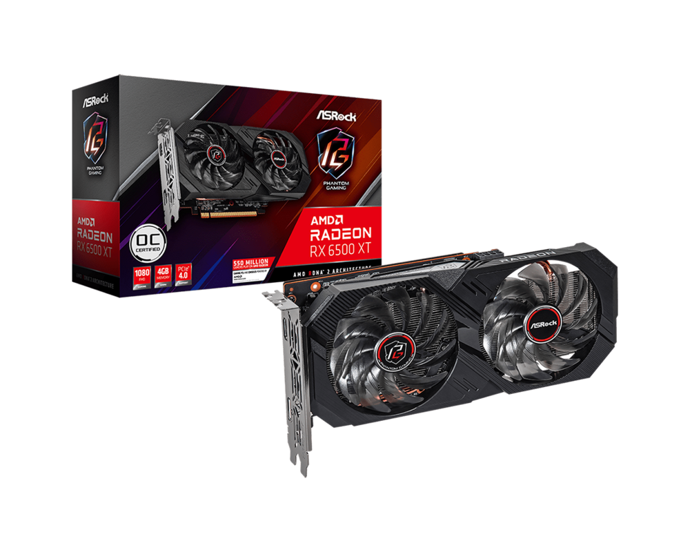 Видеокарта ASRock AMD Radeon RX 6500 XT Phantom Gaming D 4GB GDDR6 OC 10