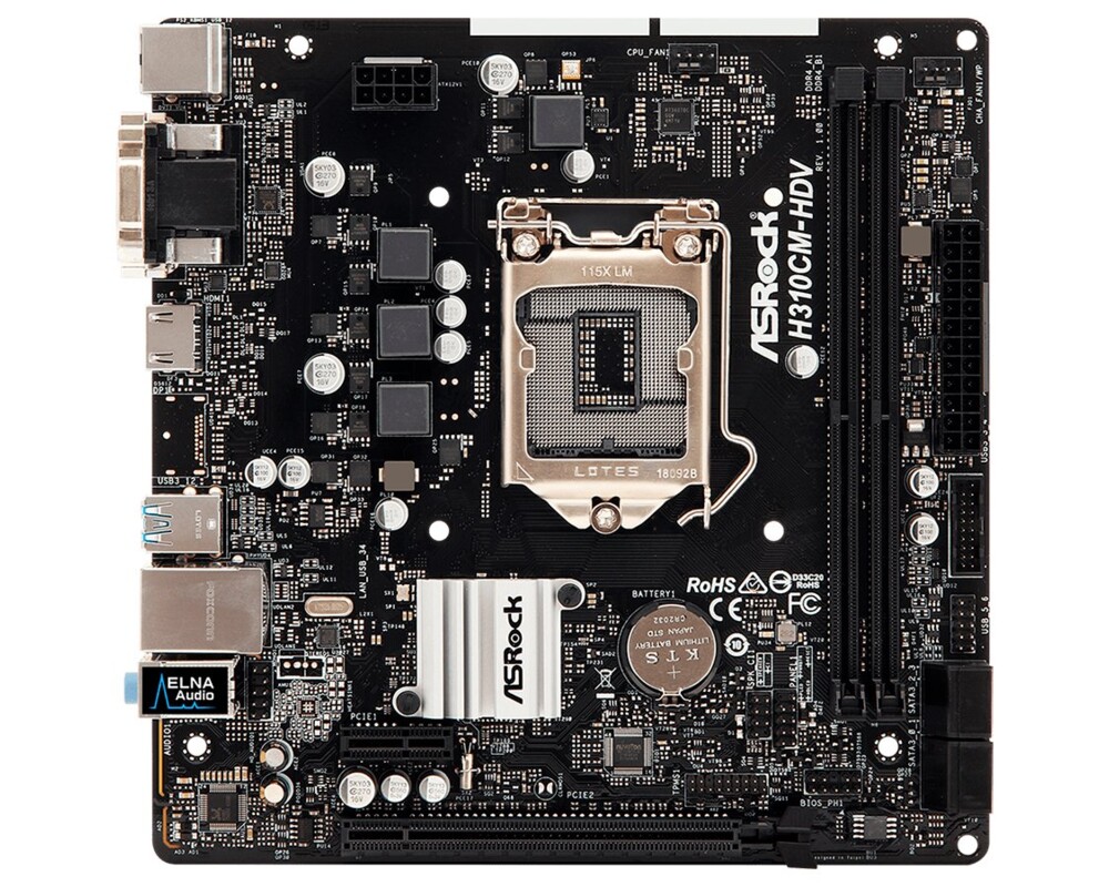 Дънна платка ASROCK H310CM-HDV LGA1151 DDR4 2666 4 SATA3 DVI-D D-Sub HDMI 10