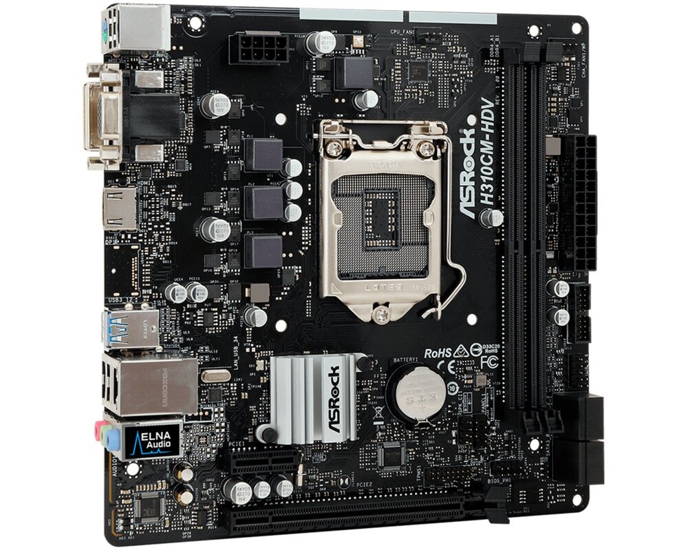 Дънна платка ASROCK H310CM-HDV LGA1151 DDR4 2666 4 SATA3 DVI-D D-Sub HDMI 11