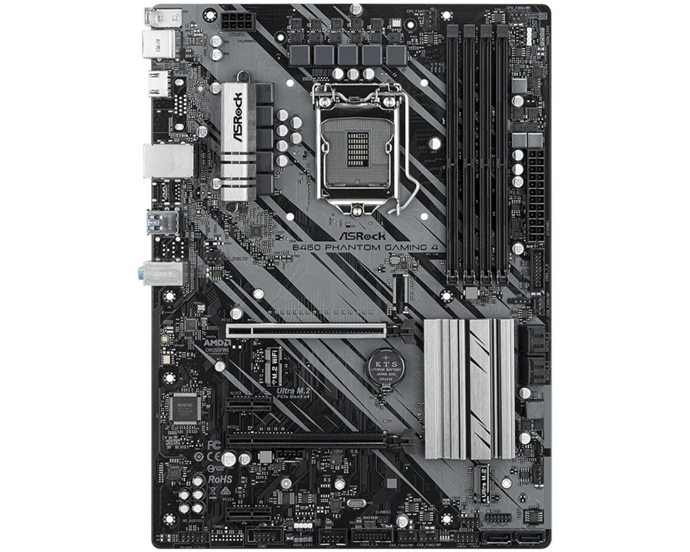 Дънна платка ASROCK B460 PHANTOM GAMING 4 LGA 1200 DDR4 2933MHz 1x PCIe 3.0 x16 1 HDMI 7.1 CH HD 6 SATA3 8 USB 3.2 Gen1 ATX MB 10