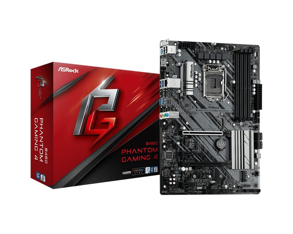 Дънна платка ASROCK B460 PHANTOM GAMING 4 LGA 1200 DDR4 2933MHz 1x PCIe 3.0 x16 1 HDMI 7.1 CH HD 6 SATA3 8 USB 3.2 Gen1 ATX MB 9