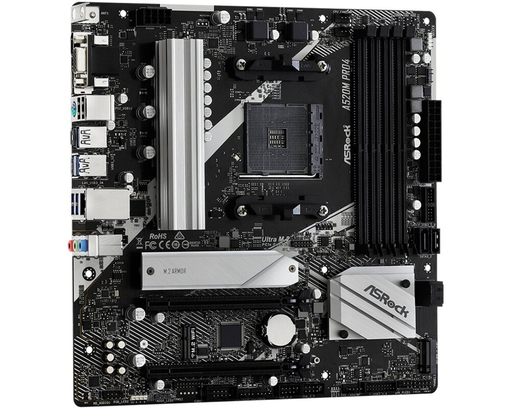 Дънна платка ASROCK A520M PRO4 AM4 2xDDR4 4xSATA 2xM.2 mATX MB 12