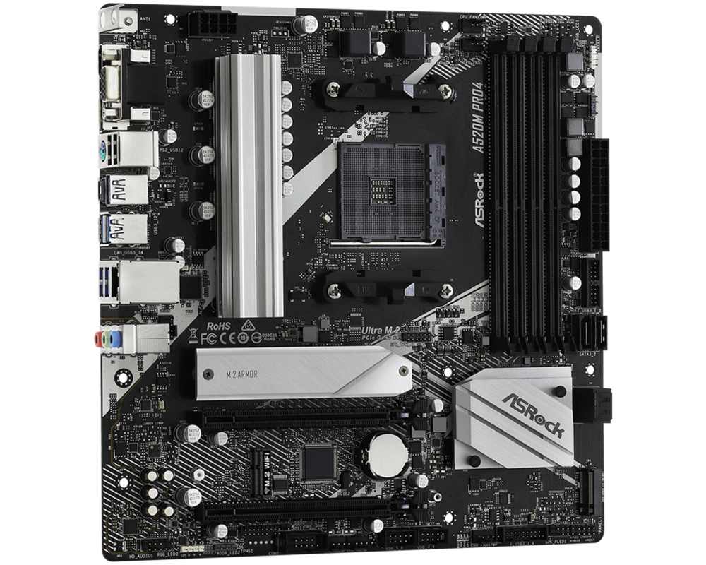 Дънна платка ASROCK A520M PRO4 AM4 2xDDR4 4xSATA 2xM.2 mATX MB 14