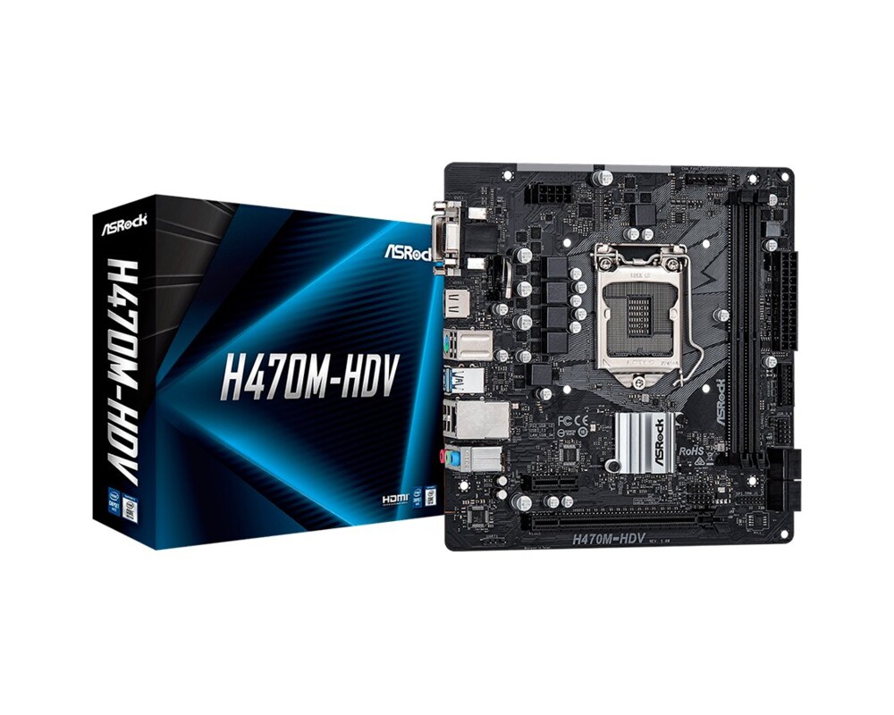 Дънна платка ASROCK H470M-HDV LGA 1200 DDR4 2933 MHz 4xSATA mATX MB 2