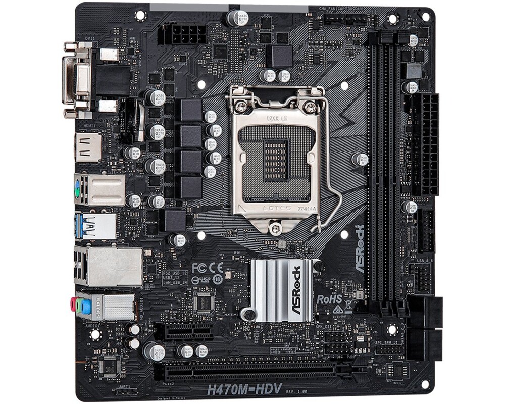 Дънна платка ASROCK H470M-HDV LGA 1200 DDR4 2933 MHz 4xSATA mATX MB 3