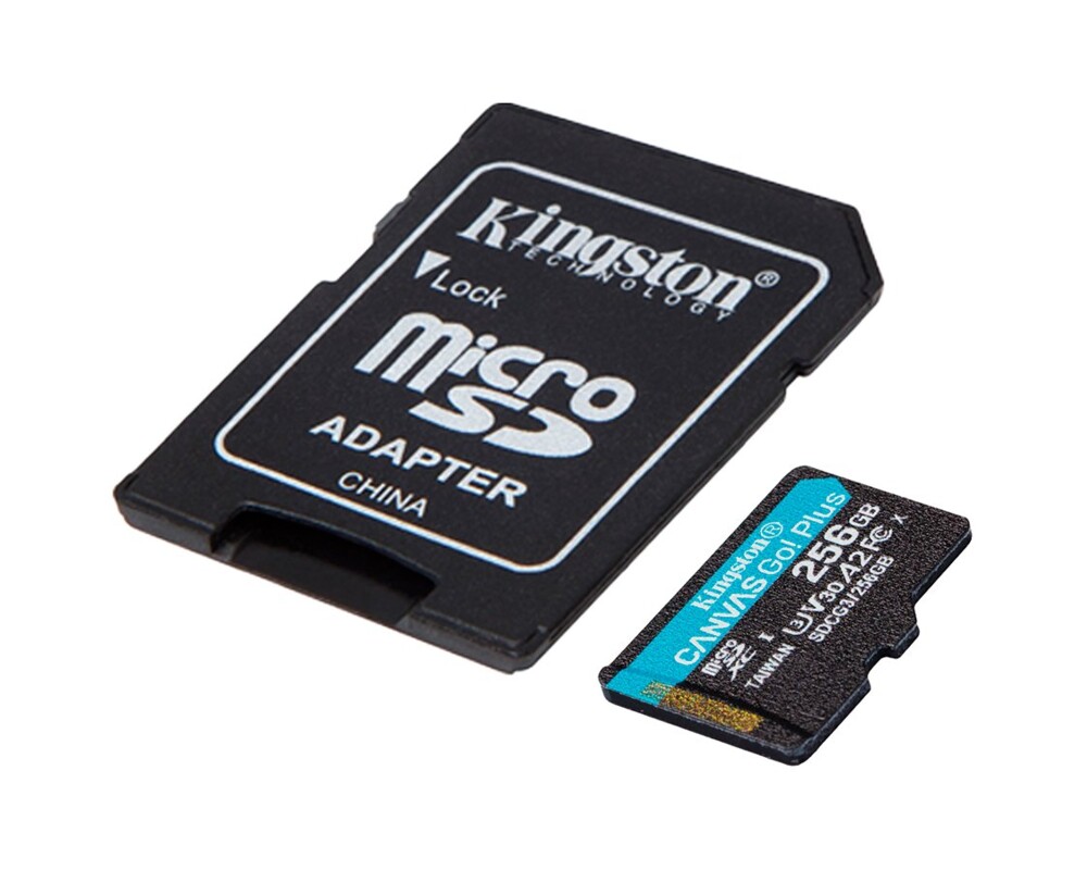 Флаш карта 256 GB Kingston Canvas Go! Plus microSDXC, UHS-I, Class 10, U3, V30, A2, Адаптер 6