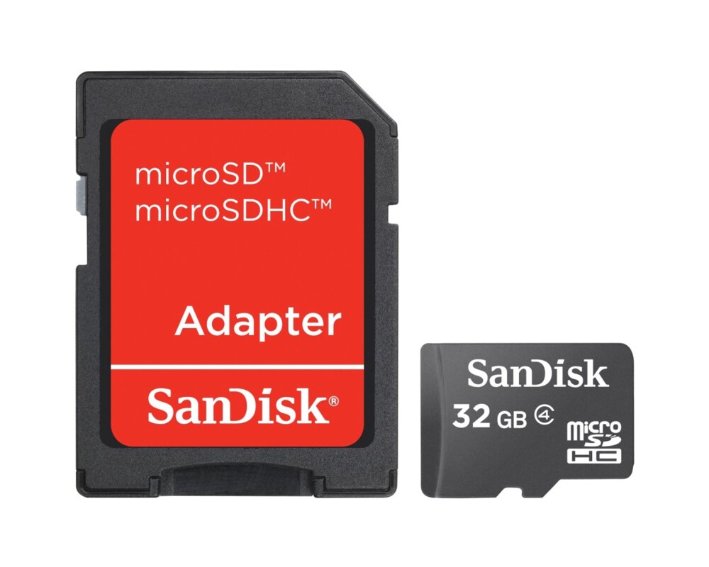 Флаш карта SanDisk 32GB microSDHC Class 4 Memory Card + SD Adaptor