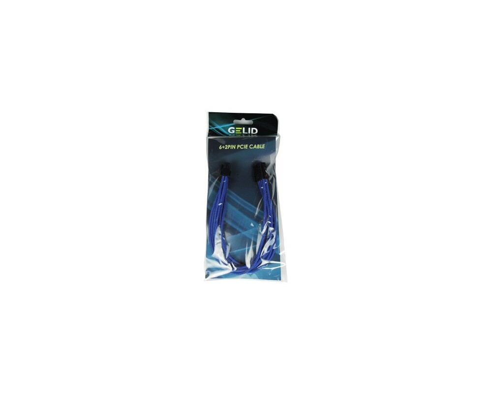 Кабел GELID 6+2pin VGA PCI-E Power extension cable 30cm individually sleeved BLUE 2