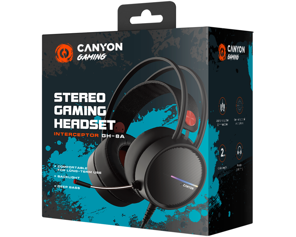 Слушалки CANYON headset Interceptor GH-8A Black O... 5