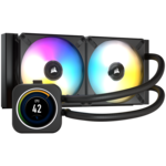 <span>Охладител за процесор</span> CORSAIR iCUE H100i ELITE LCD Display Liquid CPU Cooler, 240mm Radiator, Dual 120mm ML RGB PWM Fans, Intel: LGA1700/LGA1200/LGA115X/LGA20XX, AMD: AM5/AM4/sTRX4/sTR4, 5Y warranty, black <span class='catalog-num-in-name'>CW-9060061-WW</span> - 