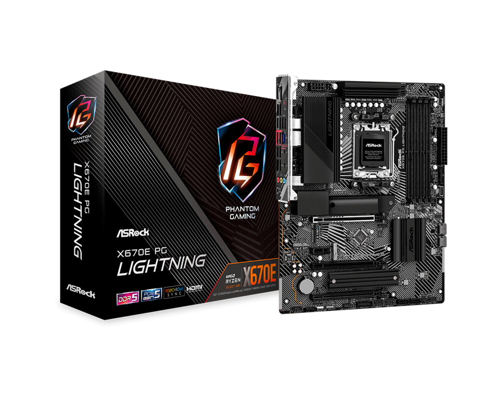 Дънна платка ASROCK X670E PG Lightning, Socket AM5, ATX, 4xDDR5 12
