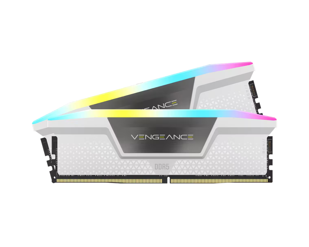 Памет CORSAIR VENGEANCE RGB 32GB 2x16GB DDR5 6000MHz DIMM Unbuffered 36-39-39-76 STD PMIC XMP 3.0 White Heatspreader Black PCB 1.35V 3
