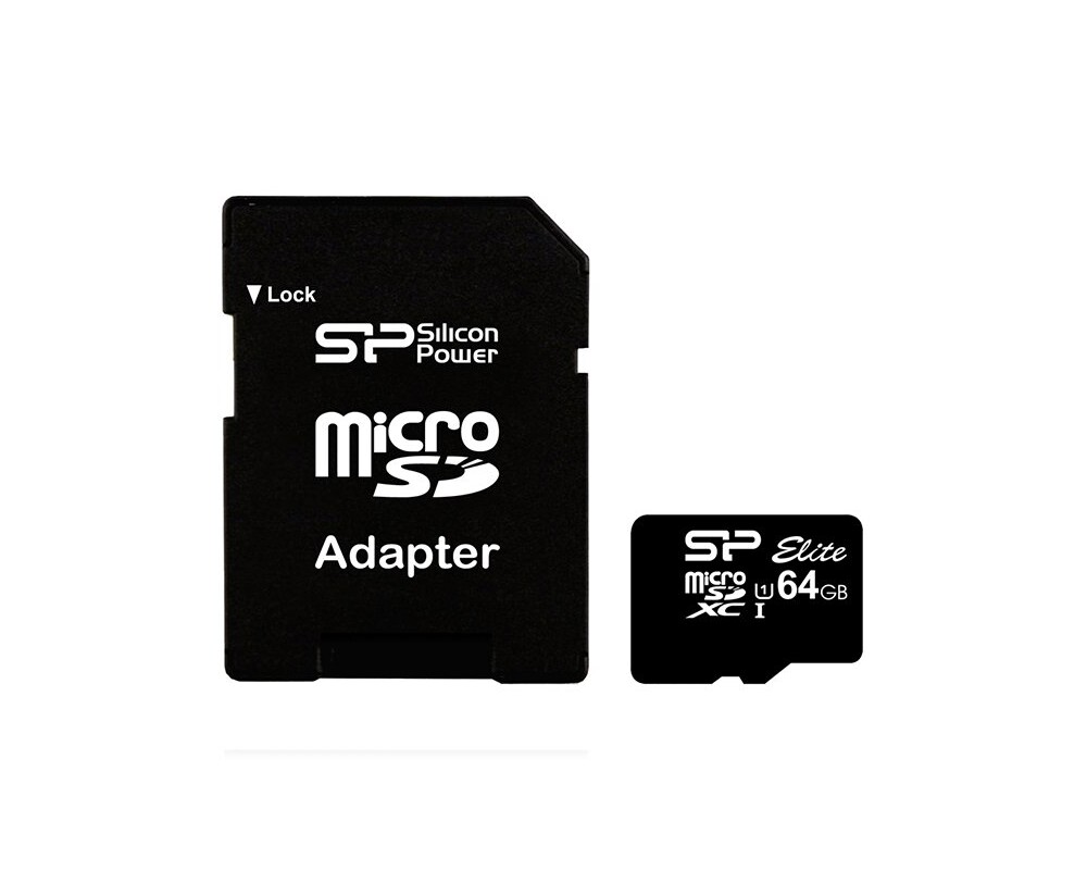 Флаш карта Silicon Power Elite, 64GB, Micro SDHC/SDXC, UHS-I, SD Adapter 4