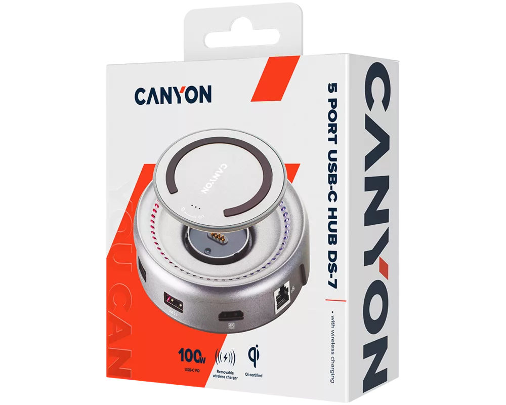 USB хъб CANYON hub DS-7 7in1 USB-C Wireless Spac... 7