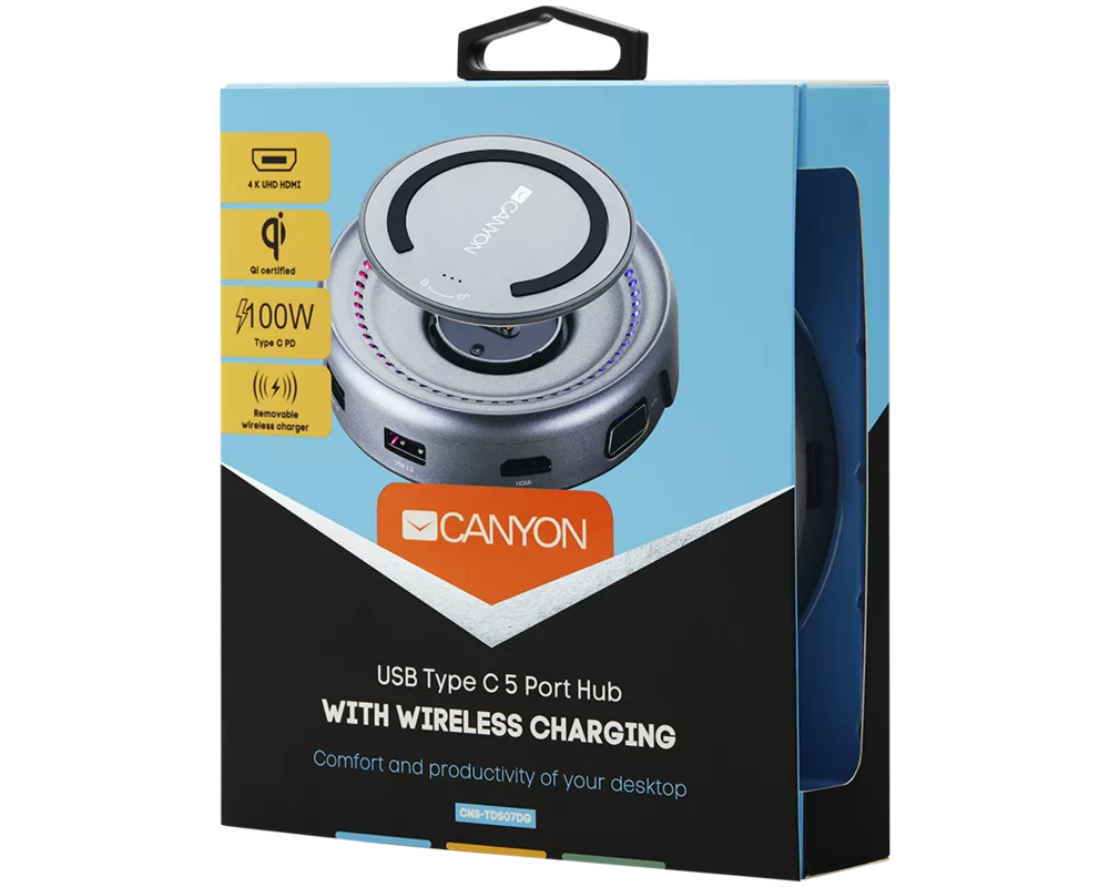 USB хъб CANYON hub DS-7 7in1 USB-C Wireless Spac... 3