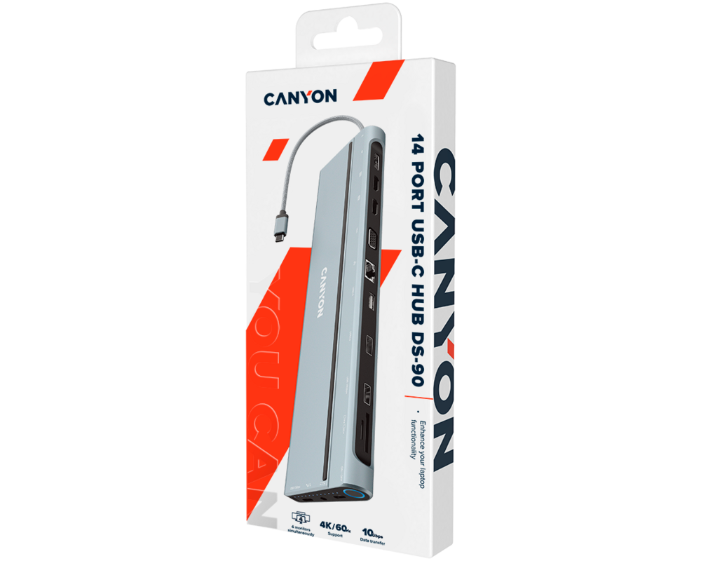 USB хъб CANYON hub DS-90 14in1 USB-C Space Grey 5