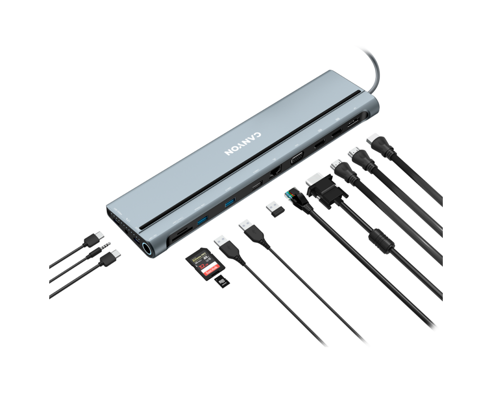 USB хъб CANYON hub DS-90 14in1 USB-C Space Grey 4