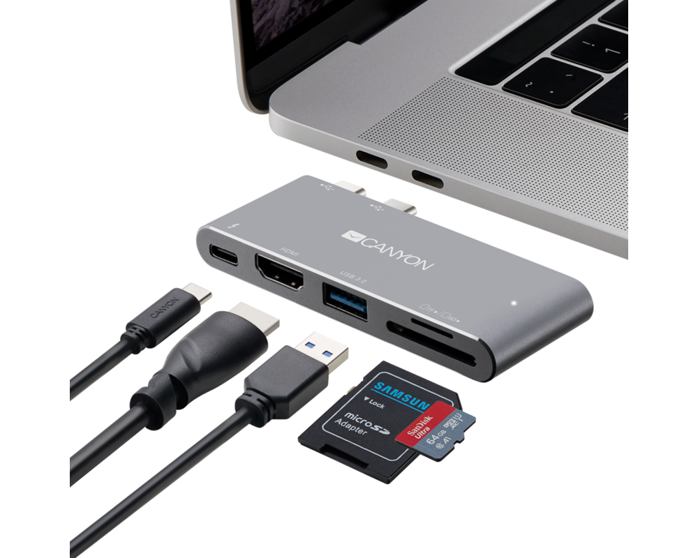 USB хъб CANYON hub DS-5 5in1 Thunderbolt 3 4k Sp... 4