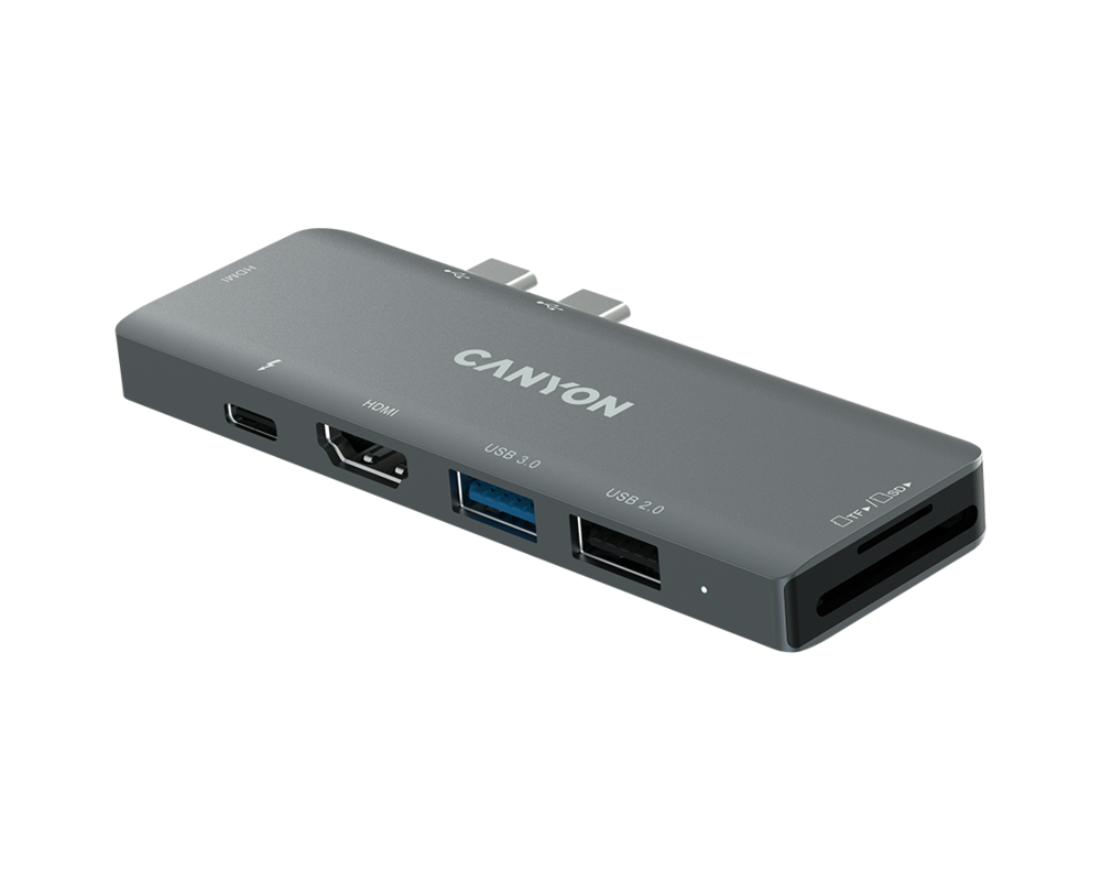 USB хъб CANYON hub DS-5 7in1 Thunderbolt 3 Space... 2