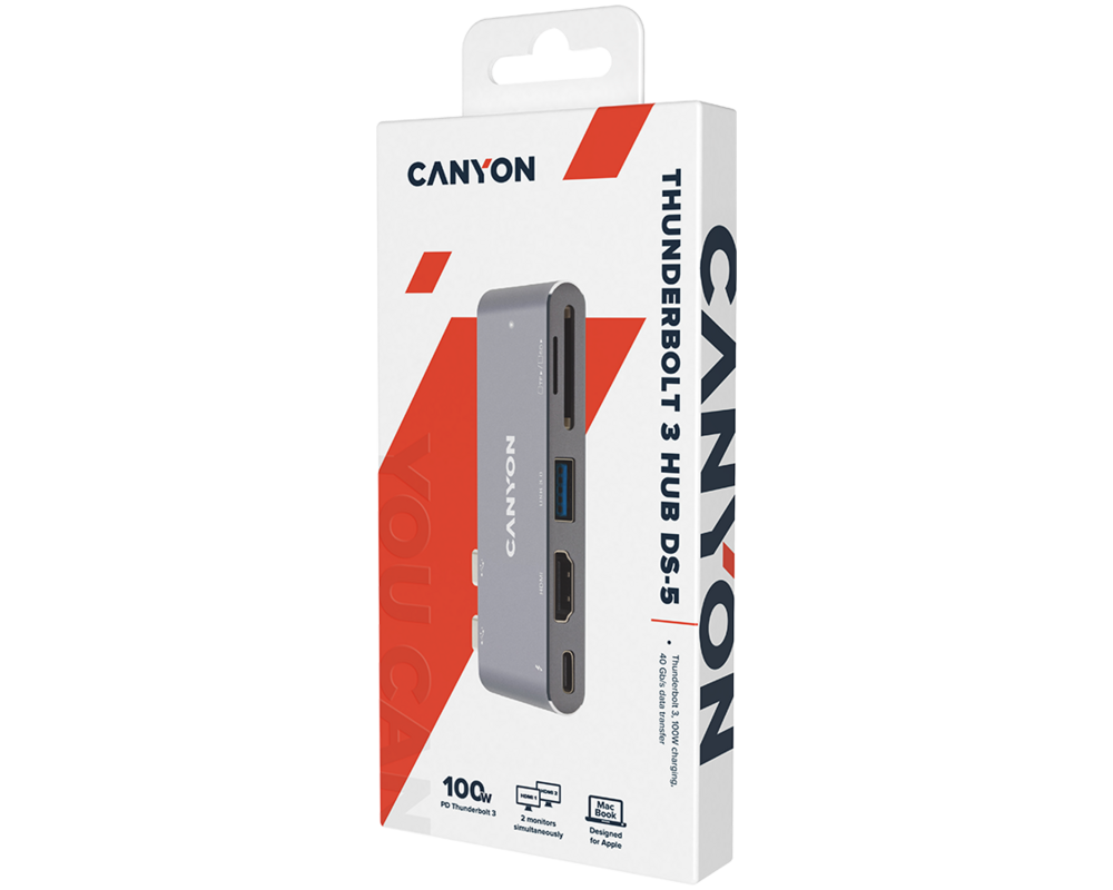 USB хъб CANYON hub DS-5 7in1 Thunderbolt 3 Space... 5